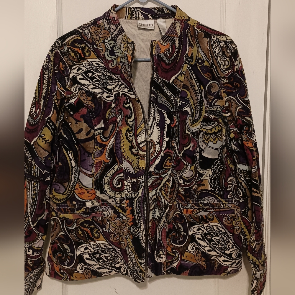 Vintage chicos corduroy multi colored jacket size 2.